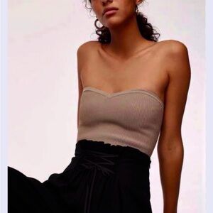 Babaton Tan sweetheart sculpt knit Top